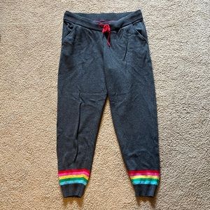 Boden sweater like pants. Rainbow detail at the ankle. Very comfy.